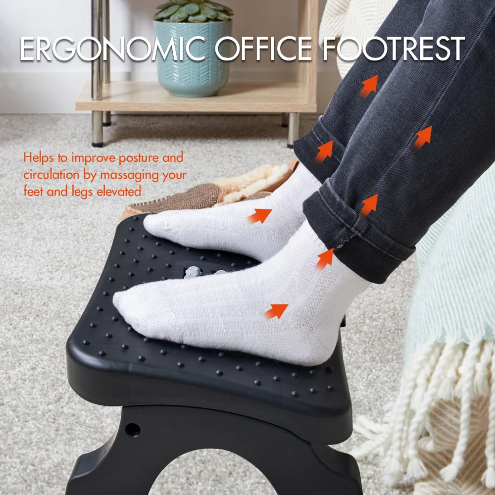 Ergonomic Foot Rest Under Desk Office with Massage Surface Promote Leg Circulation Relieve Pressure Max-Load 120Lbs