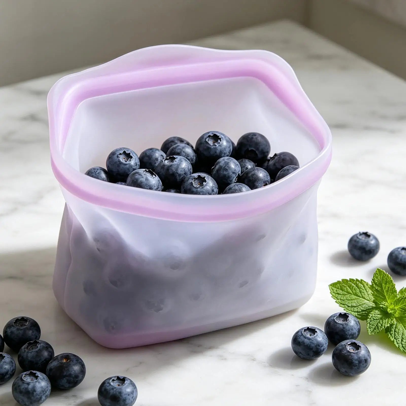 Silicone Food Storage Bags Leakproof Airtight Seal Stand Up Reusable Silicone Bags for Home Office Kitchen Fruit Vegetable Snack