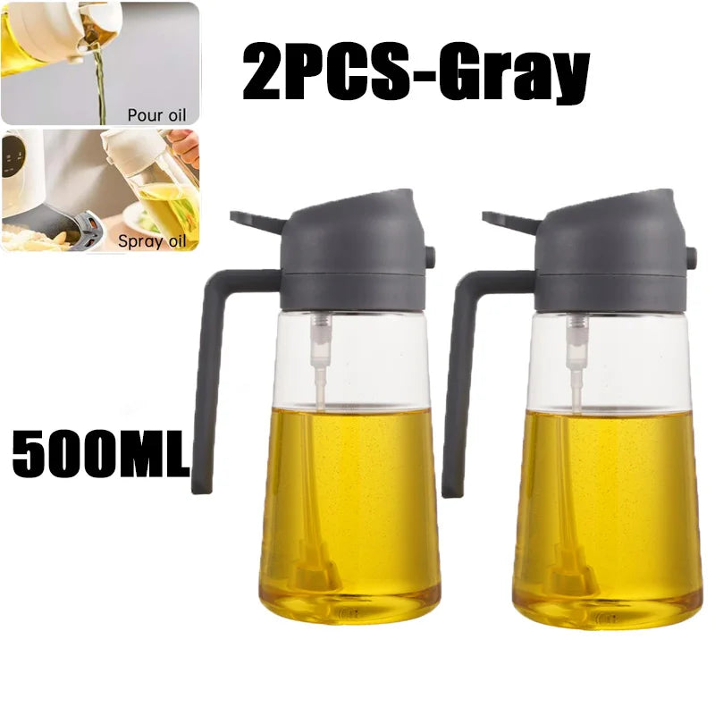 2 in 1 Pour Spray Sprayer Kitchen Fryer Air Spray Oil Dispenser Bottle for Olive Oil Cooking Frying BBQ Camping Large Capacity