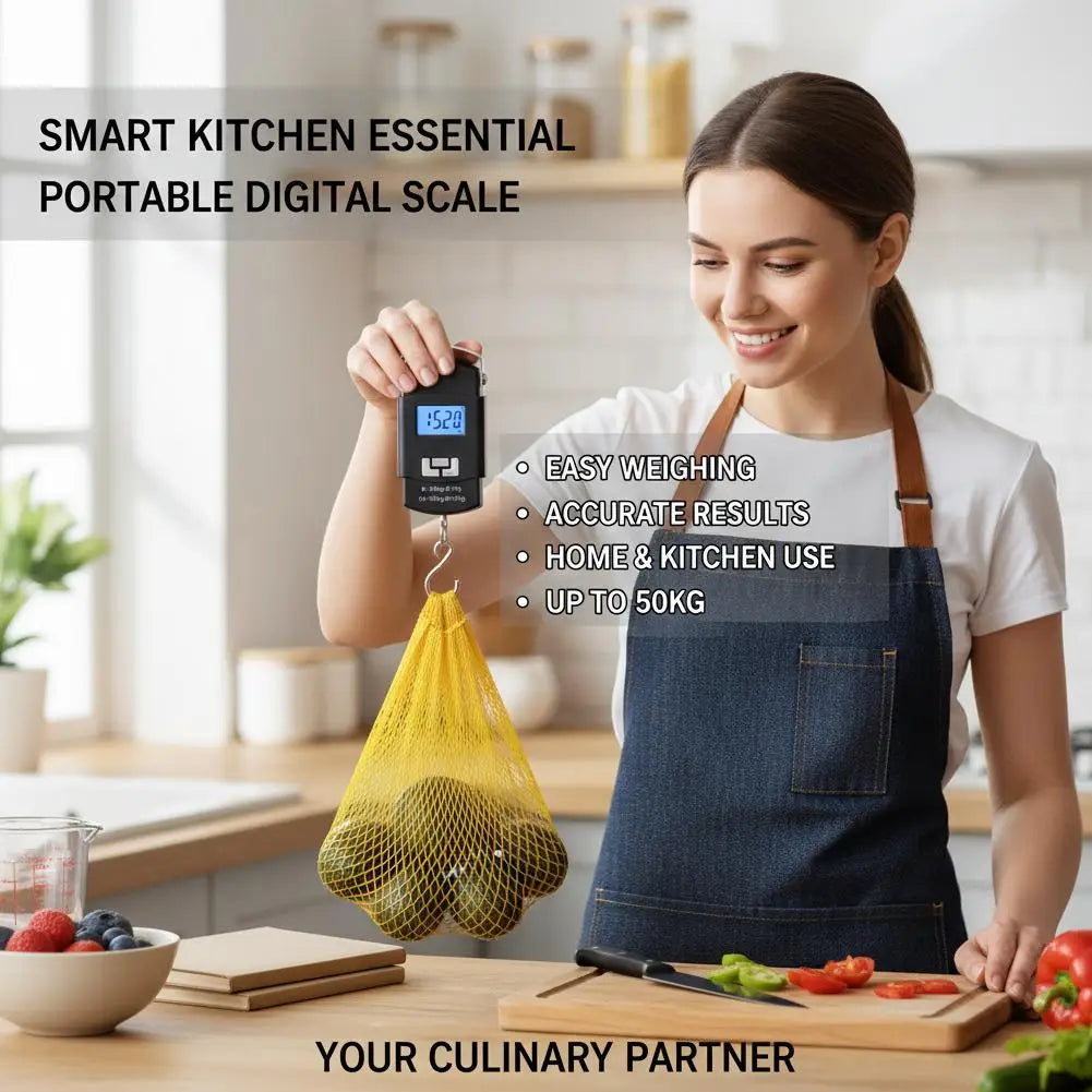 Portable 50kg Scale with Rule Digital LCD Display Electronic Luggage Hanging Suitcase Travel Weighs Baggage Tool