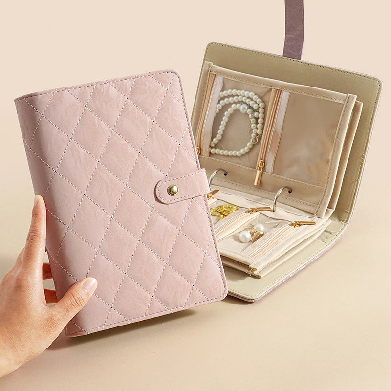 Travel Jewelry Case,Jewelry Organizer Box With Clear Zipper Velvet Jewelry Pouch Bag, PU Leather Jewelry Case,Gift For Women 1PC