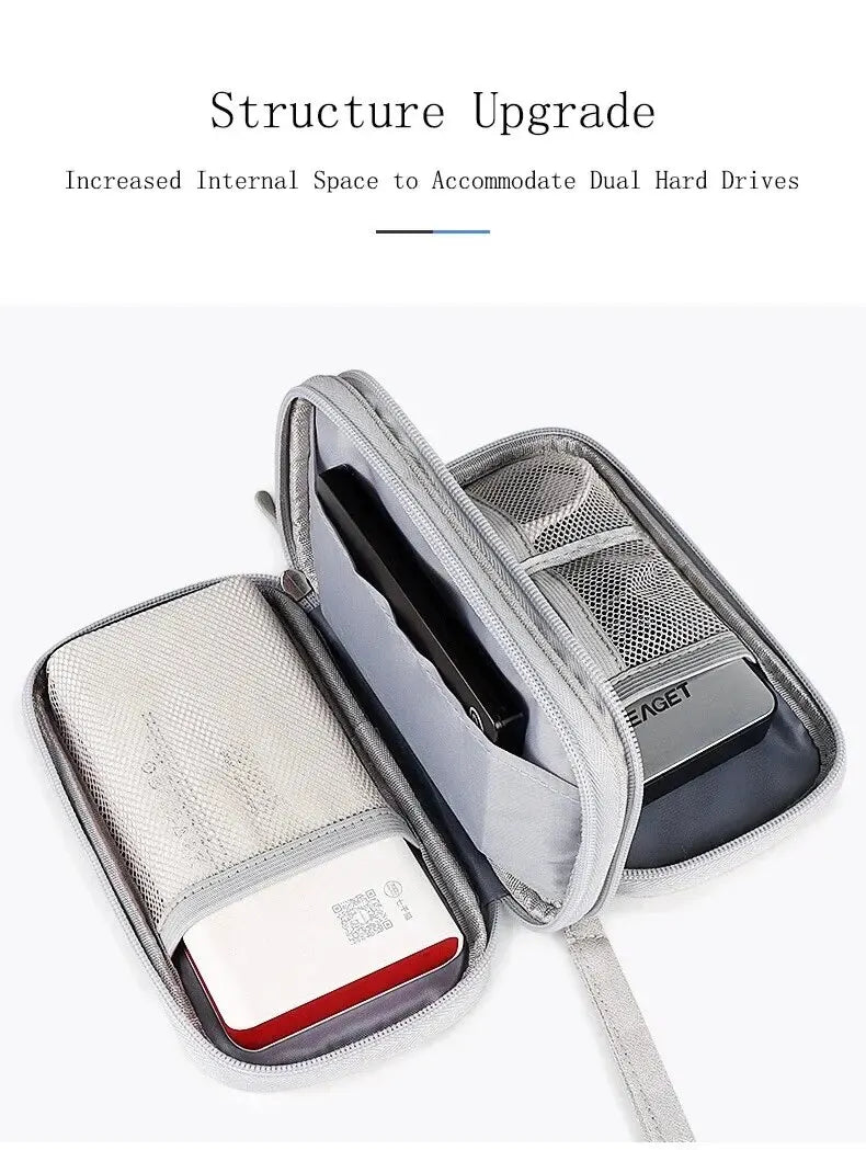 1Pc NEW Travel Organizer Bag Cable Storage Organizers Pouch Carry Case Portable Waterproof Double Layers Storage Bags Cable Cord