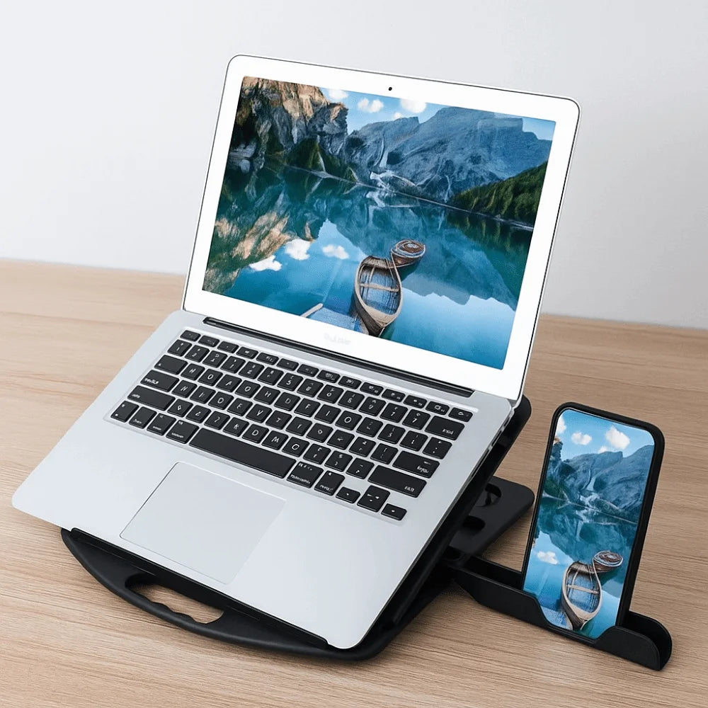 Bracket Plastic Laptop Stand Foldable With Phone Holder Desktop Holder 2 IN 1 Multiple Height Ergonomic Laptop Riser Watching TV
