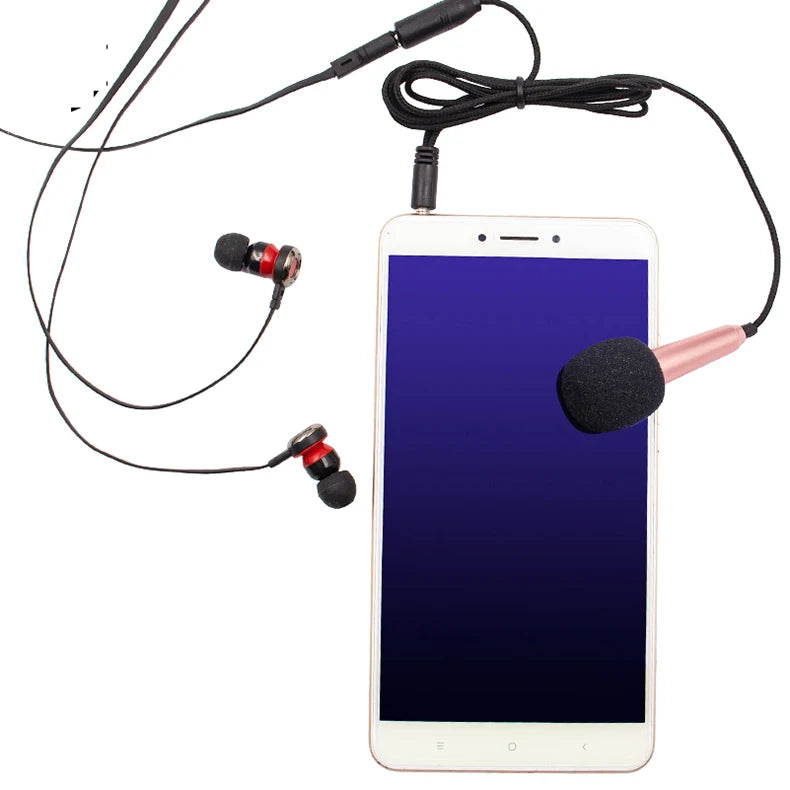 Mini Portable 3.5mm Stereo Studio Mic KTV Karaoke Mini Microphone for Smart Phone Laptop PC Desktop Handheld Audio Microphone