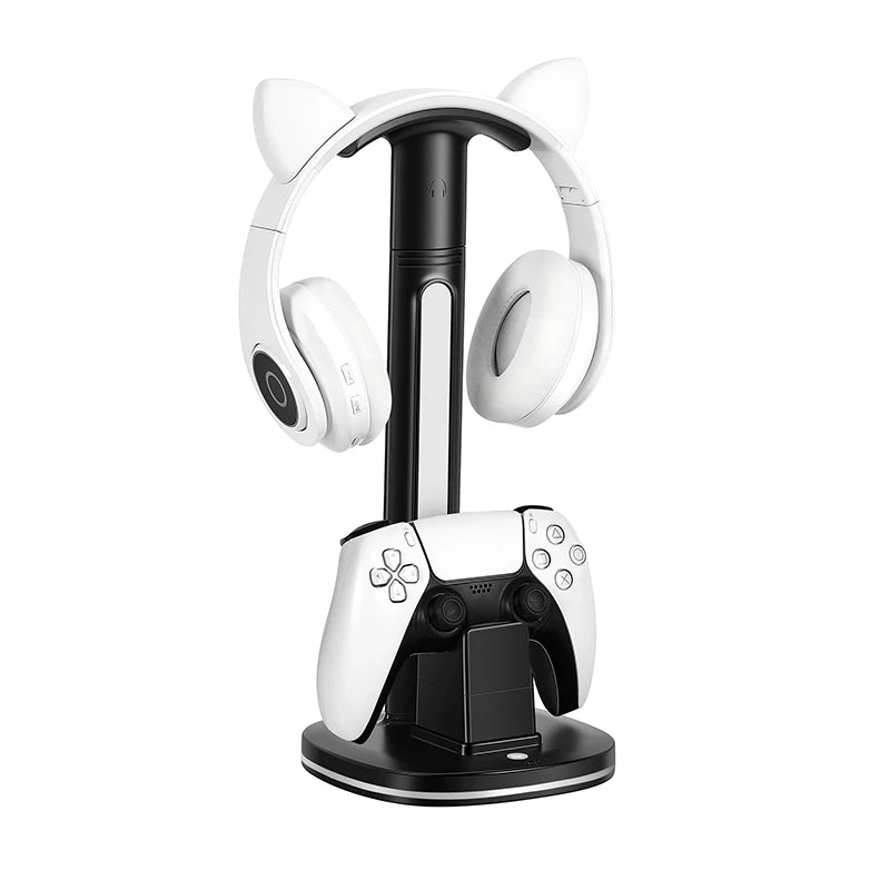 LED Display Stand for PS5 Game Controller & Headphone Charging Station for Playstation 5 Gamepad Headset Stand Accessories
