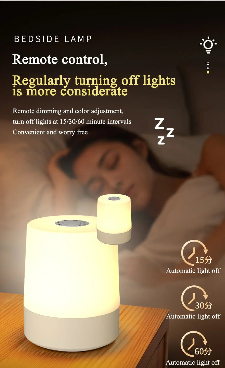 Touch Night Lamp USB LED Lamp Remote Control Switch Rechargeable Three Colors Lights Bedroom Portable Table Bedside Night Lamp