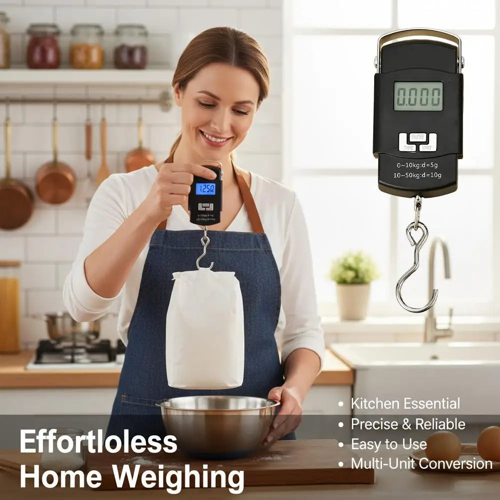 Portable 50kg Scale with Rule Digital LCD Display Electronic Luggage Hanging Suitcase Travel Weighs Baggage Tool