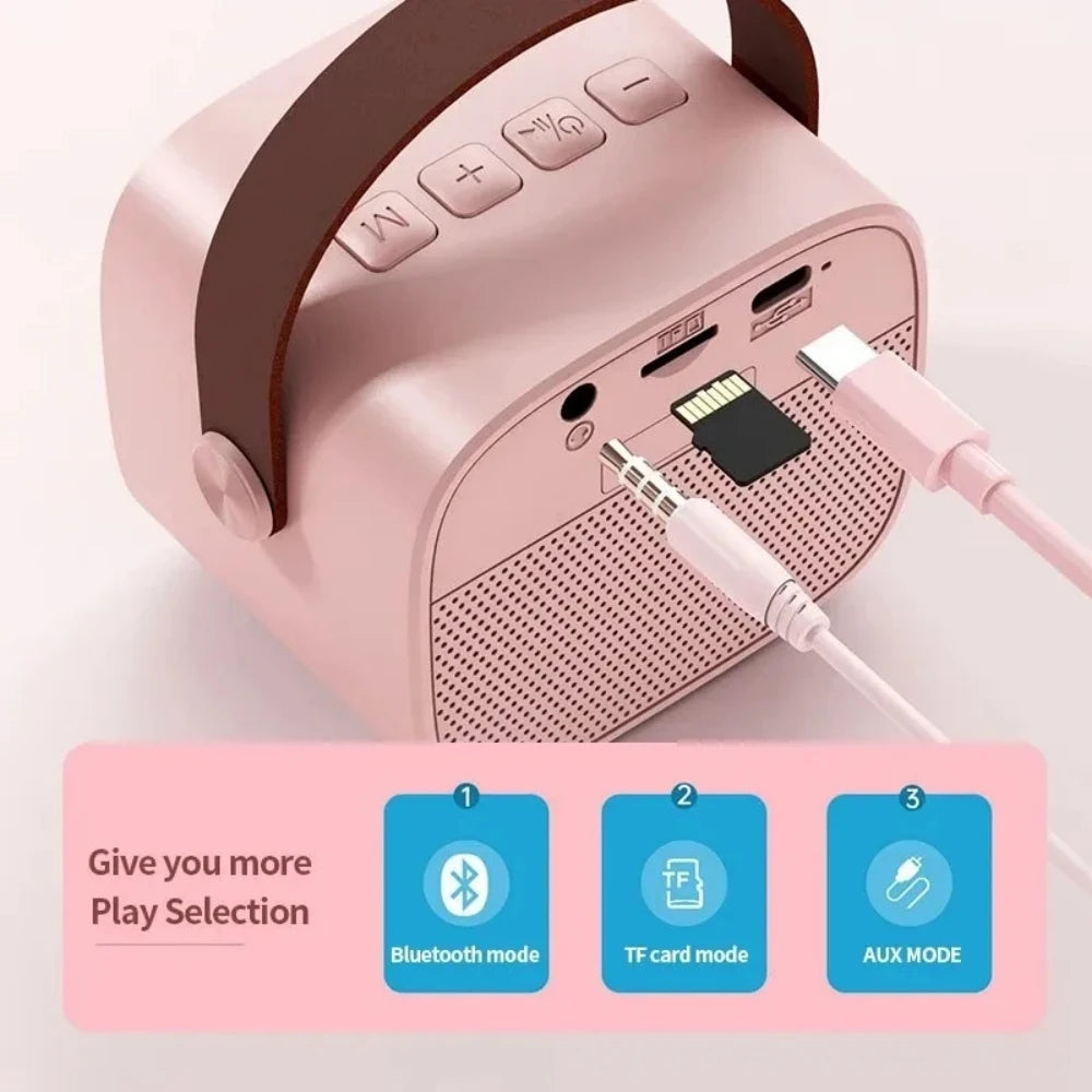 Mini Karaoke Machine for Kids and Adults Portable Speaker With 1-2 Wireless Microphone for Home KTV Birthday Party Holiday Gifts
