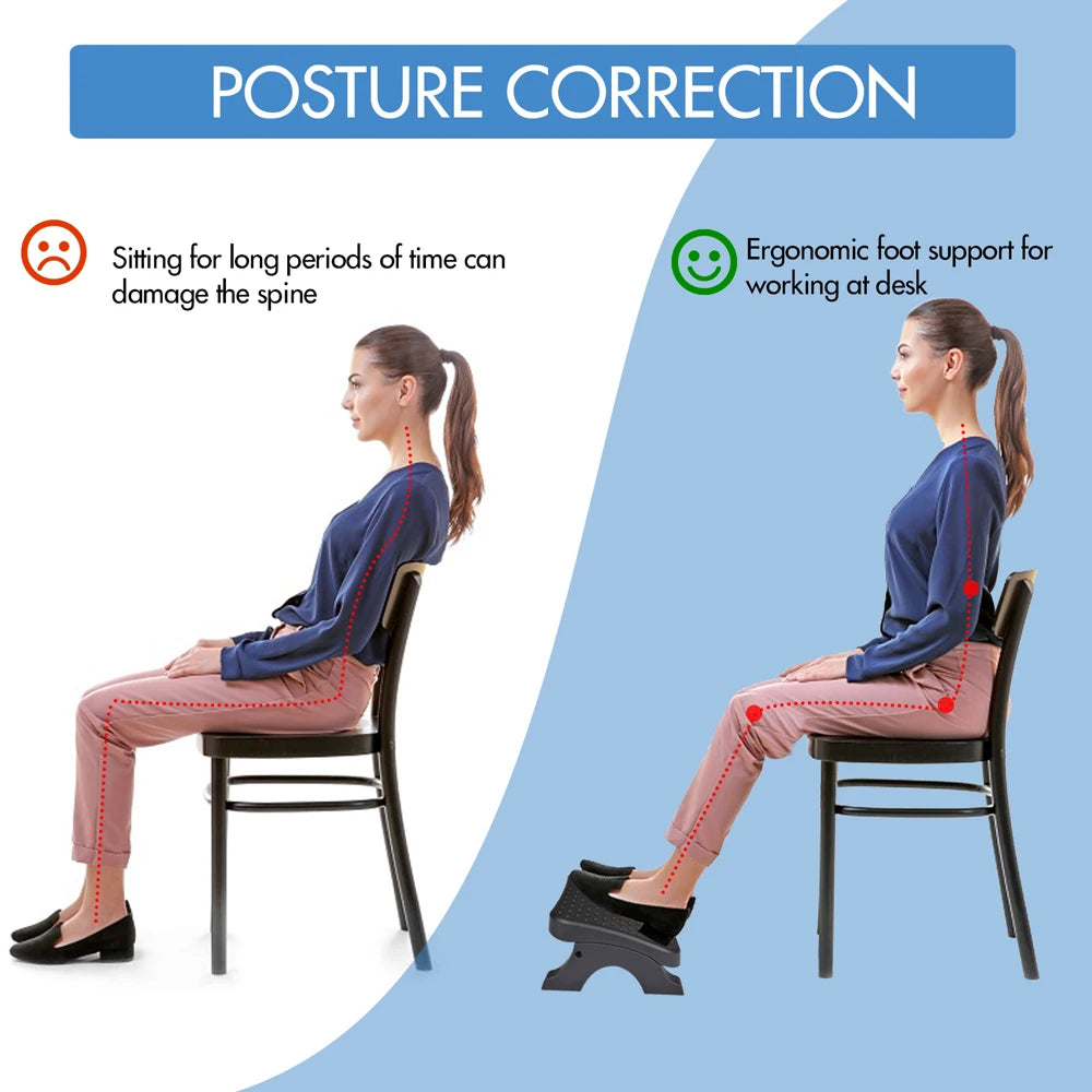Ergonomic Foot Rest Under Desk Office with Massage Surface Promote Leg Circulation Relieve Pressure Max-Load 120Lbs