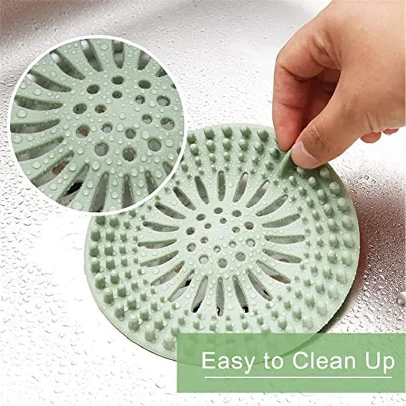 2Pcs Round Silicone Drain Hair Catcher, Kitchen Sink Strainer Bathroom Shower Bath Stopper Drain Cover Hair Trap for Kitchen