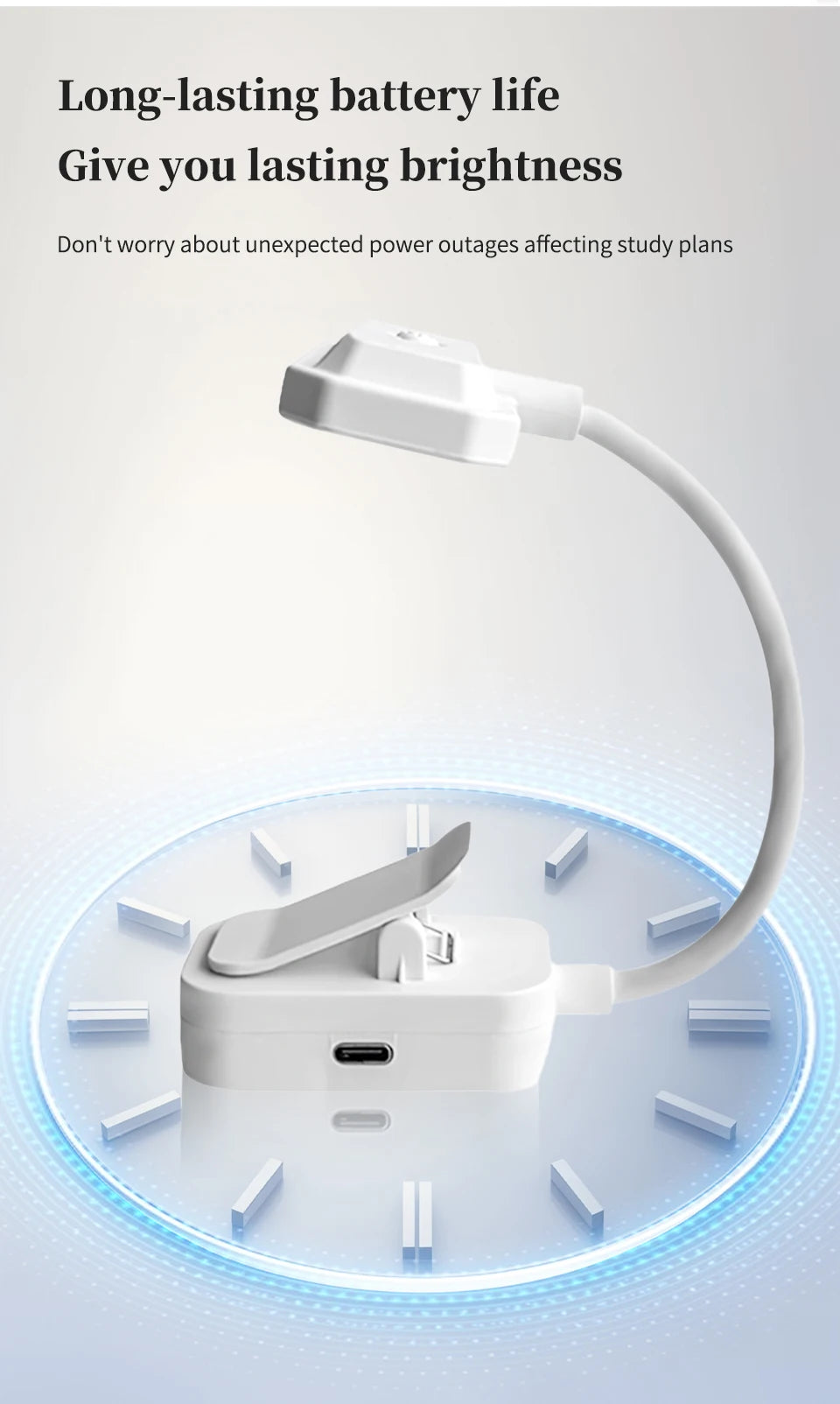 Mini Rechargeable Desk Lamp with Clip Eye Protection Portable Book Light 3 Colors Night Light Student Bedside Study Reading Lamp