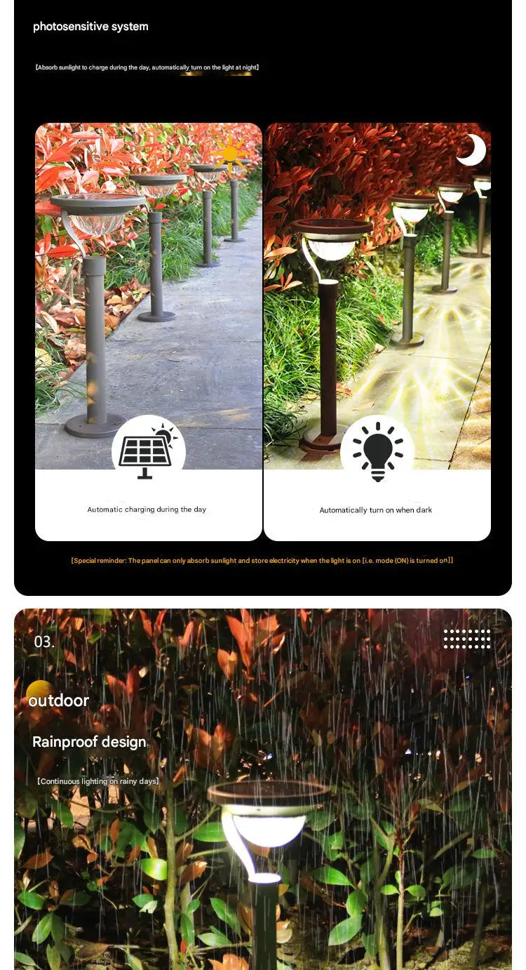 Solar Pathway Lights Outdoor Solar Garden Light Landscape Path Lighting Waterproof Auto On/Off for Yard Lawn Driveway Decor Lamp