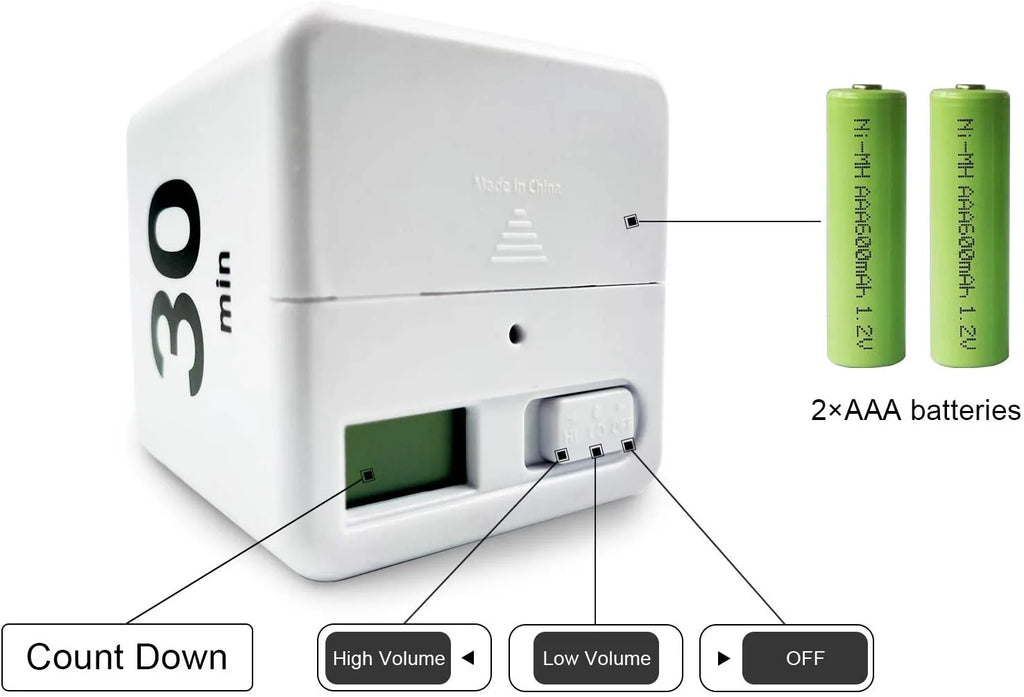 Cube Timer, Kitchen  Child  Exercise  Gravity Sensor Flip  for Time Management and Countdown Settings