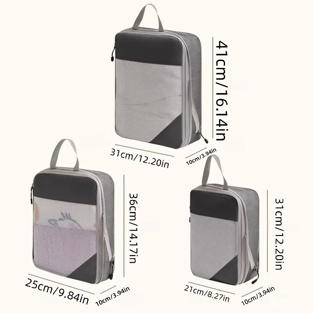 3pcs Compression Packing Cubes for Suitcases Travel Accessories Expandable Packing Organizers Lightweight Travel Organizer Cubes