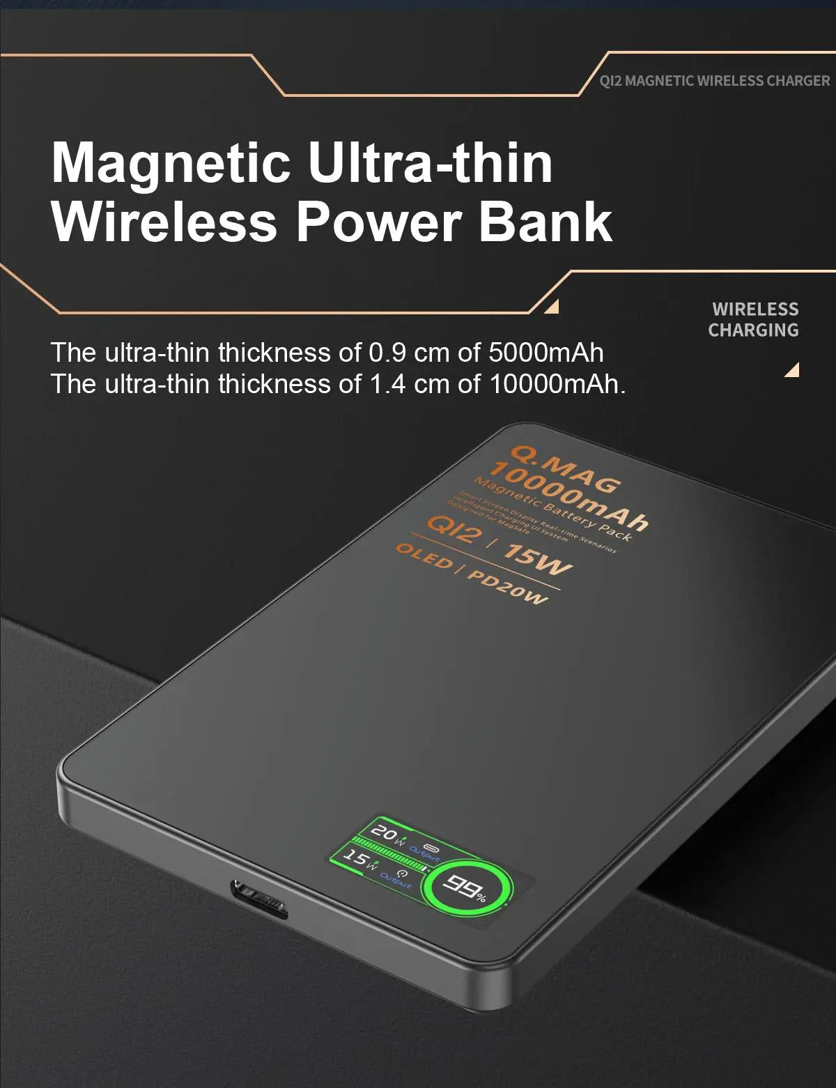 Wireless Magnetic Powerbank Fast Charing Spare Portable External Battery for iPhone 12-17 Promax Watch Airpods 5000/10000mAh