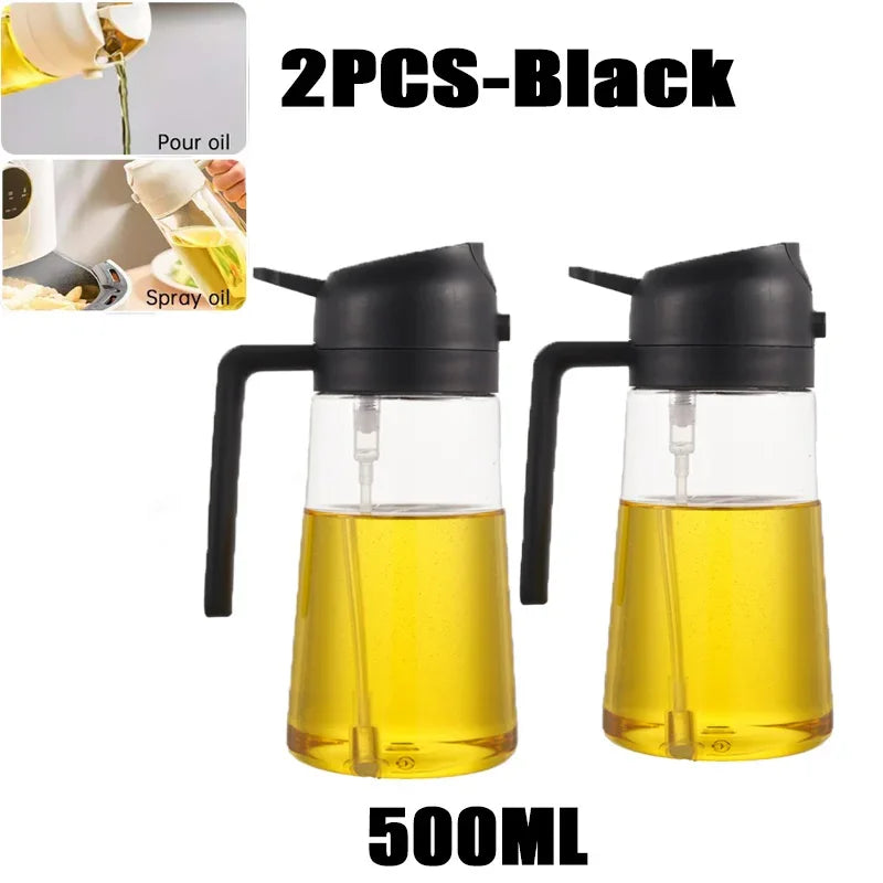 2 in 1 Pour Spray Sprayer Kitchen Fryer Air Spray Oil Dispenser Bottle for Olive Oil Cooking Frying BBQ Camping Large Capacity