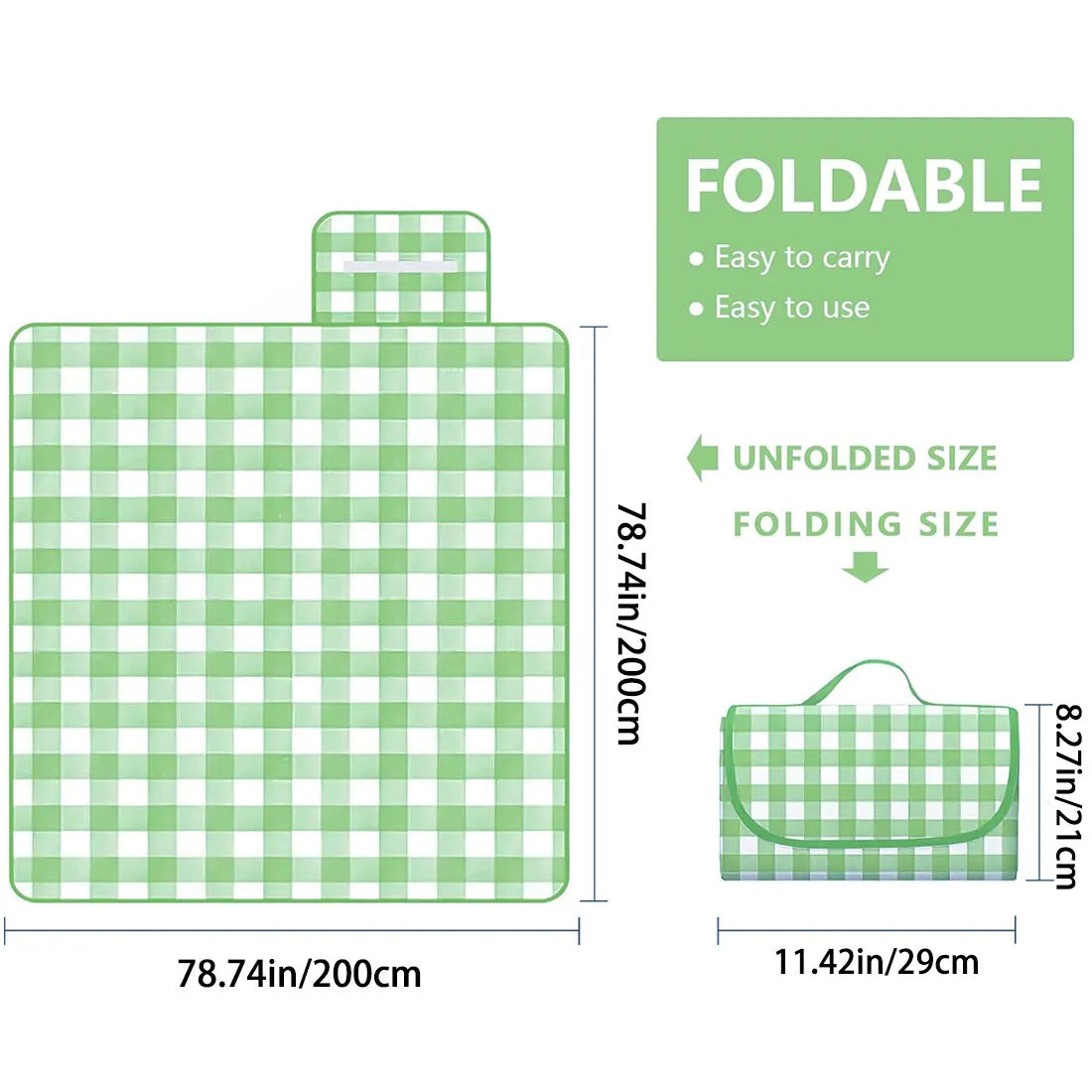 Portable Waterproof Picnic Blanket Comfortable All Weather Outdoor Mat for Beach Park Concert Festival Camping and Lounge