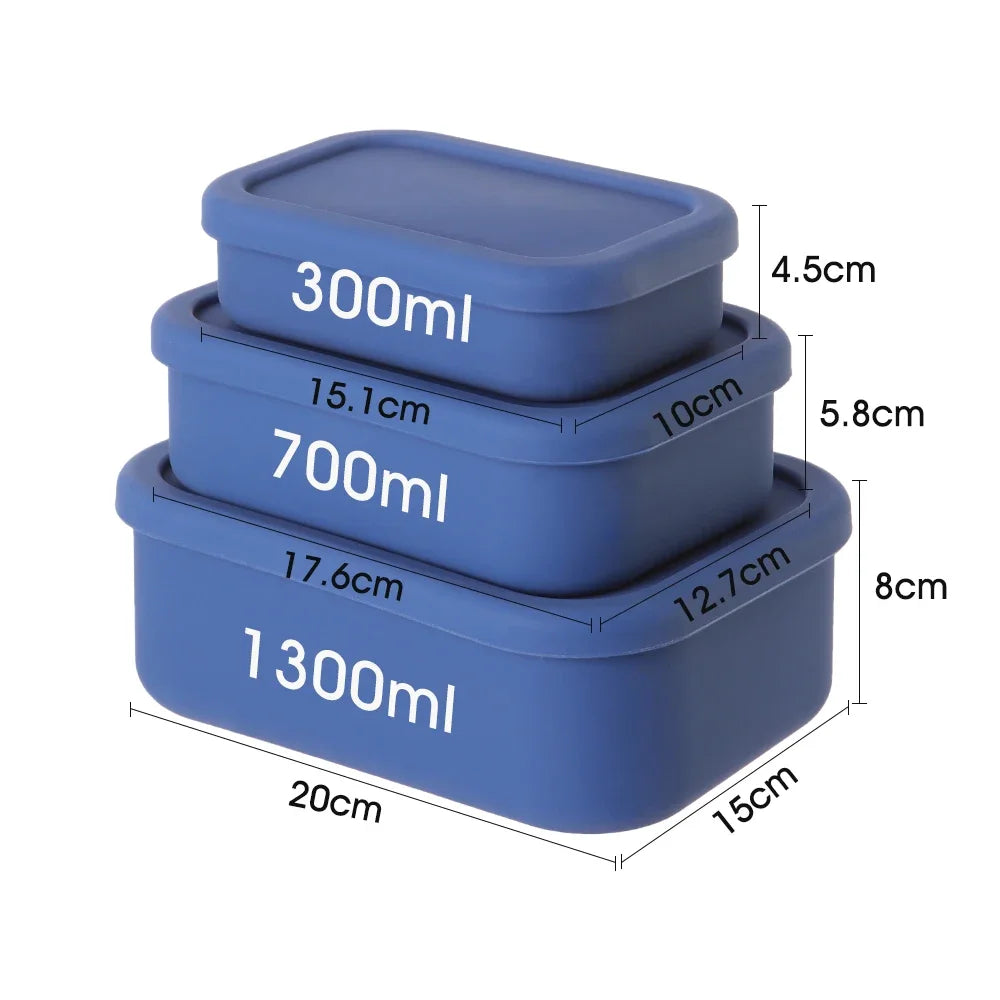 Silicone Food Storage Containers Reusable Silicone Bento Lunch Box Containers with Lids Microwave Dishwasher Safe BPA-Free Boxs