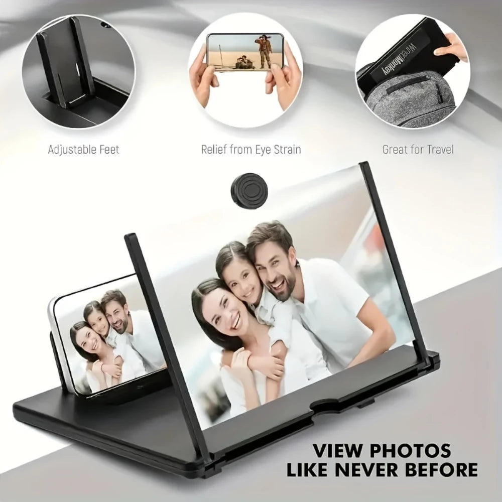 3D Hd Phone Screen Magnifier — Foldable Desktop Stand with Adjustable Angle for Movies, Videos & Games