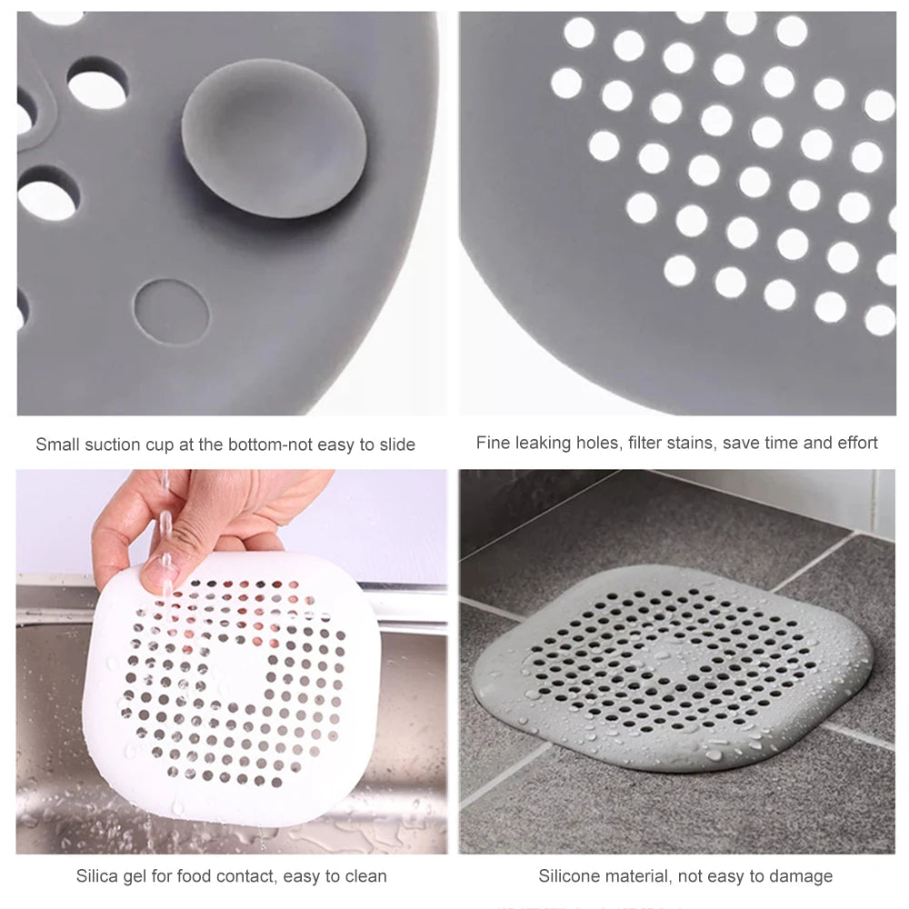 2pcs Silicone Drain Hair Catcher Shower Bathtub Drain Strainer Hair Filter Drain Kitchen Sink Strainer Bathroom Accessories