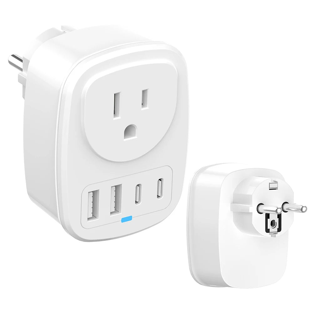 Universal Travel Adapter With 2 USB Ports 2 Type-C Charging All-in-one Travel Adapter EU/UK/US/AU Plug for Travel Power Adaptor