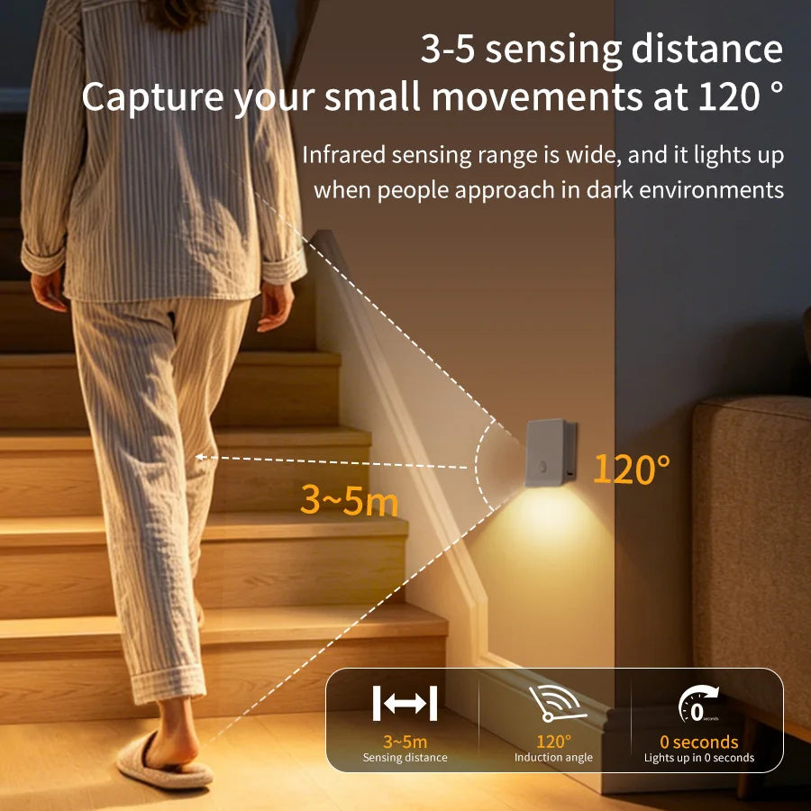 Motion Sensor Led Stair Closet Lights Rechargeable Stick on Anywhere Portable Hallway Bedroom Under Cabinet Kitchen Night Lamp