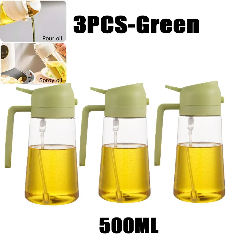 2 in 1 Pour Spray Sprayer Kitchen Fryer Air Spray Oil Dispenser Bottle for Olive Oil Cooking Frying BBQ Camping Large Capacity