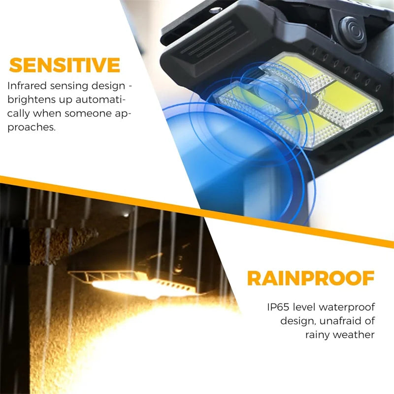 Clip on Solar Lights Outdoor Waterproof LEDs Motion Sensor Lights 3 Modes 3 Mounting Ways Solar Security Lighting for Fence
